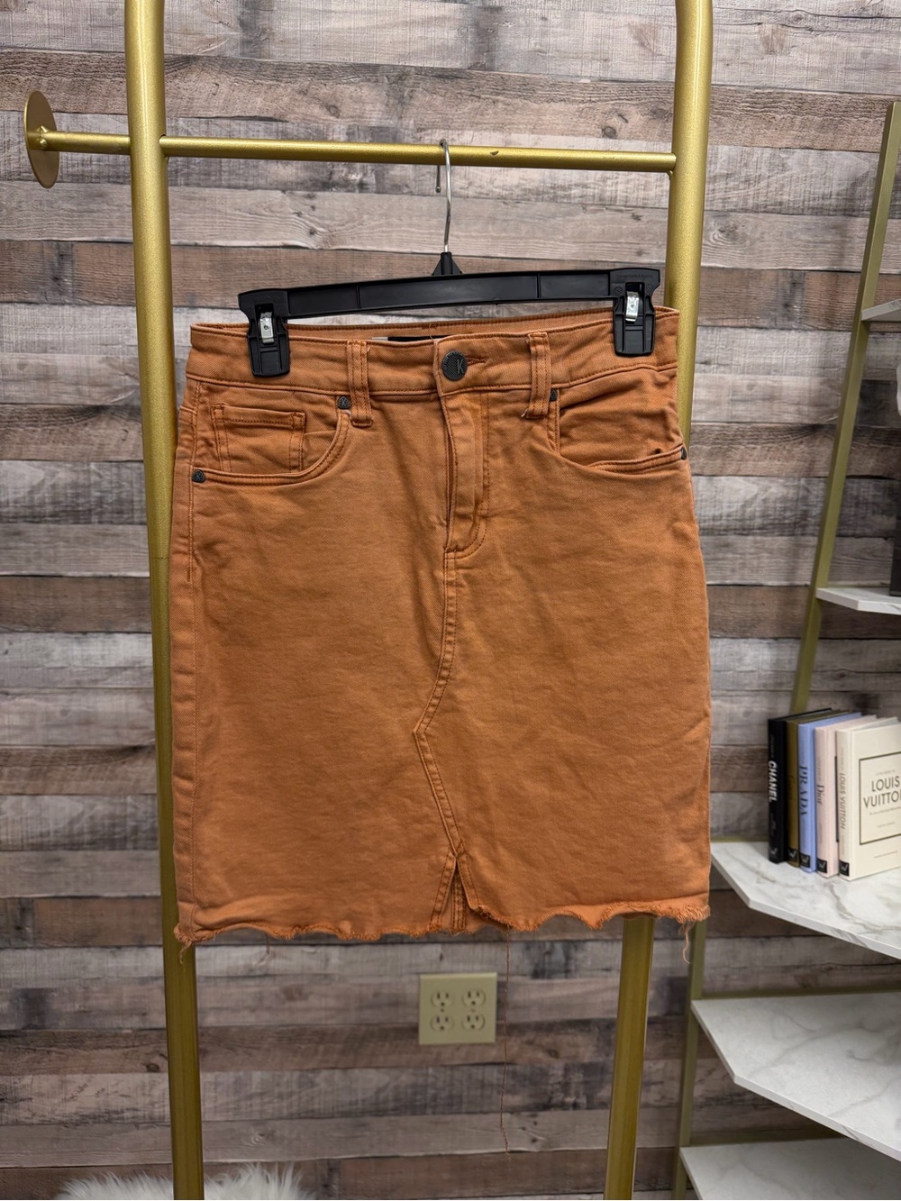 KUT orange cotton denim mini skirt 6